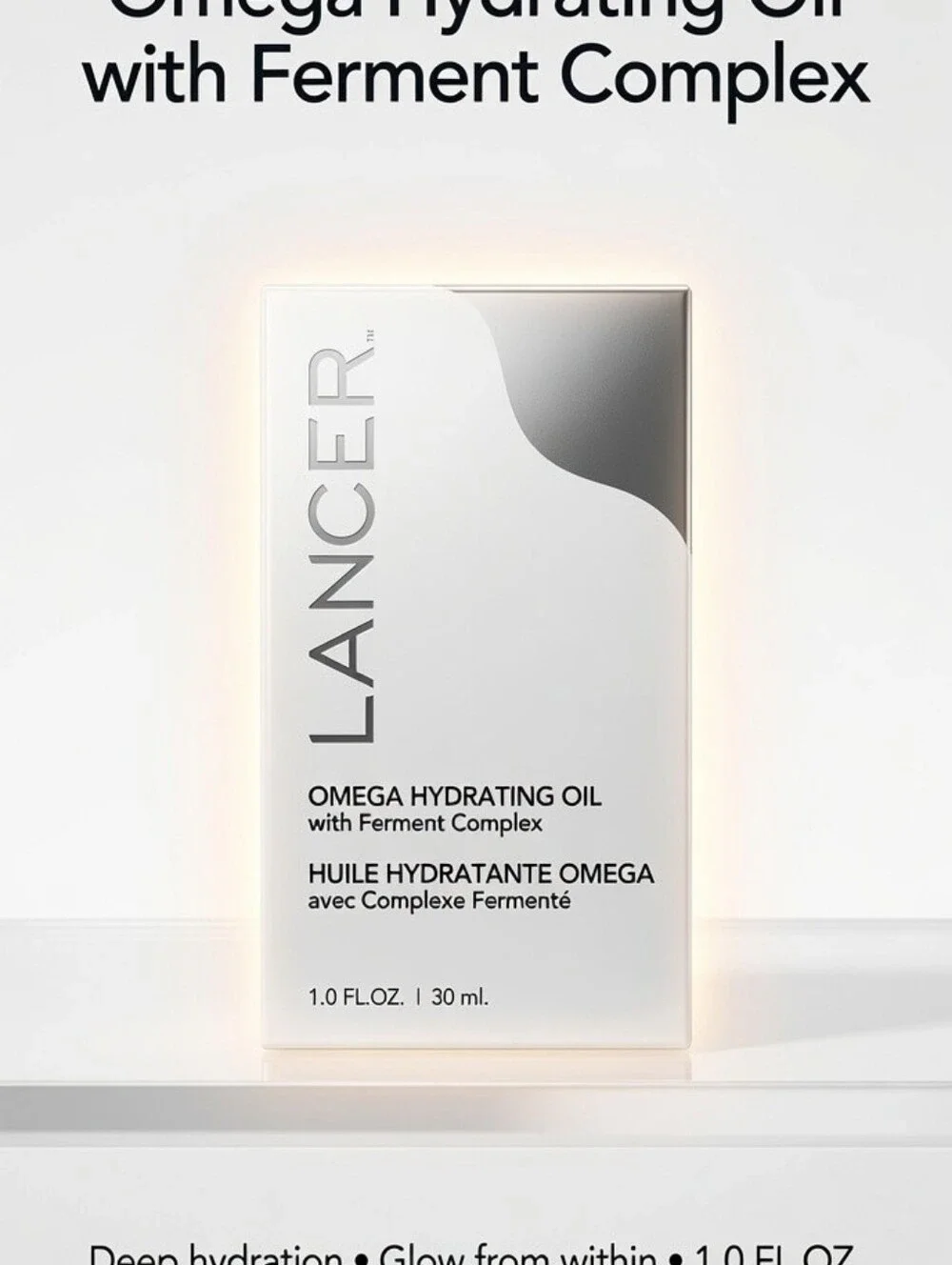 Lancer Omega Hydrating Oil — White & Silver Packaging